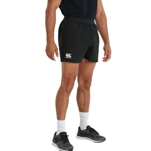 NWT Canterbury Tournament Rugby Shorts Men 2XL Black Stretch Drawstring CCC Logo - Picture 1 of 12